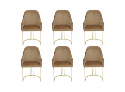 Gruppe Set 6x Sessel Stuhl Design Stoff Polster Stühle Esszimmer Textil