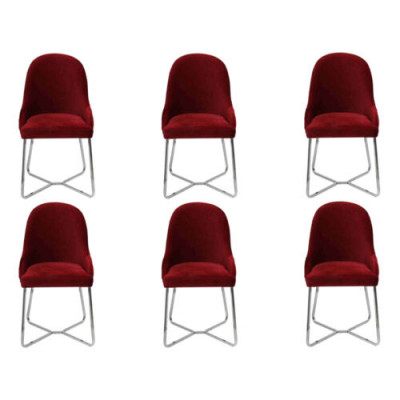 Modern Stühle Luxus Esszimmer Einrichtung Rot 6x Stühle Möbel Esszimmerstuhl