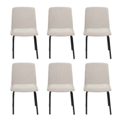 Garnitur Metall Lehn Polster Weiß Stühle Esszimmer Textil Set 6x Sessel Stuhl