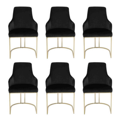 Luxus 6x Stühle Schwarz Esszimmerstuhl Designer Möbel Modern Stühle Neu