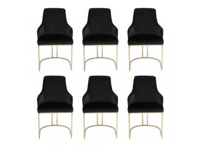 Luxus 6x Stühle Schwarz Esszimmerstuhl Designer Möbel Modern Stühle Neu