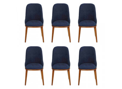 Luxus Esszimmer Blau 6x Stühle Holz Möbel Stühle Stilvoll Design Einrichtung