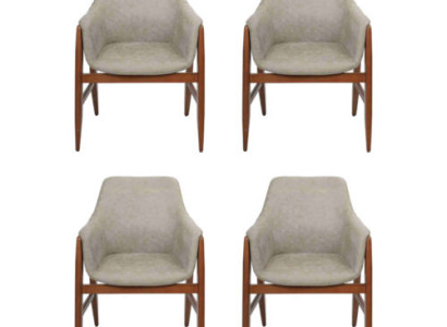 Esszimmerstuhl 4x Stühle Küchenstuhl Lehnstuhl Holz Stoff Modern Grau Stuhl