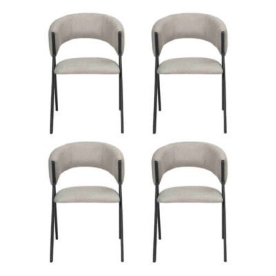 Esszimmer Textil Gruppe Set 4x Sessel Stuhl Design Stoff Polster Stühle