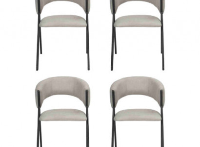 Esszimmer Textil Gruppe Set 4x Sessel Stuhl Design Stoff Polster Stühle