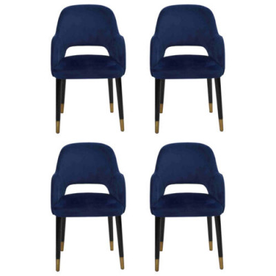 Luxus 4x Stühle Luxus Blauer Küchenmöbel Designer Esszimmerstuhl Holzmöbel