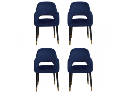 Luxus 4x Stühle Luxus Blauer Küchenmöbel Designer Esszimmerstuhl Holzmöbel