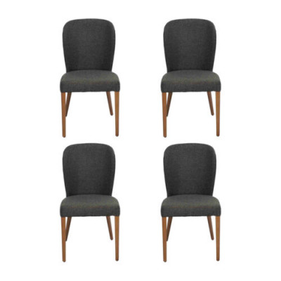 Sessel Polster Moderne Holz 4x Stühle Luxus Polster Design Stuhl Lehnstuhl