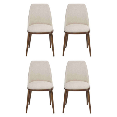 Weiße Stuhlgarnitur Designer 4x Küchenstühle Luxus Sitzmöbel Holzgestell