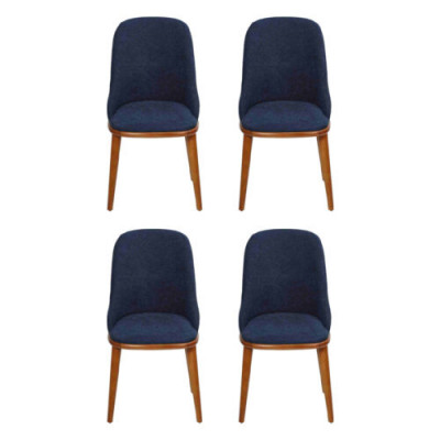 Stilvolle Blaue Esszimmerstühle Designer Holzgestell Moderner Küchenstuhl