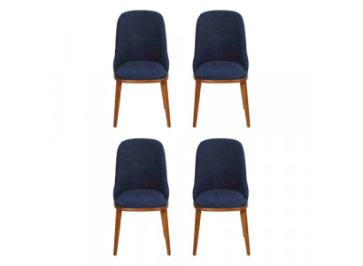 Stilvolle Blaue Esszimmerstühle Designer Holzgestell Moderner Küchenstuhl