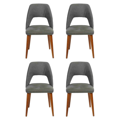 Exklusive Polster 4-er Stuhlset Küchen Möbel Designer Esszimmer Stühle