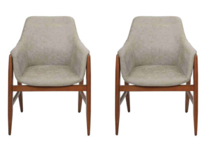 Esszimmerstuhl 2x Stühle Küchenstuhl Lehnstuhl Holz Stoff Modern Grau Stuhl