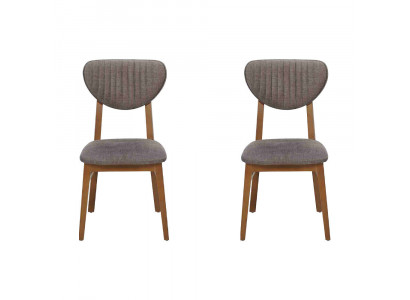 Modern Stuhl Grau Polster 2x Stühle Lounge Holz Textil Holz Sessel Neu