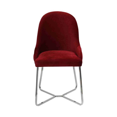 Roter Esszimmerstuhl Designer Küchenstuhl Luxuriöser Edelstahl Lehnstuhl