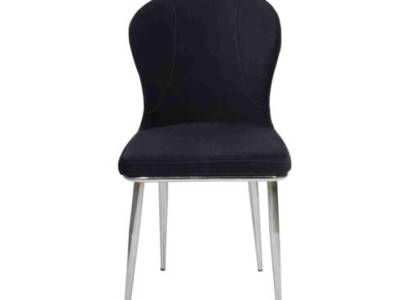 Schwarzer Edelstahlstuhl Designer Küchenmöbel Luxus Polster Lehnstühle