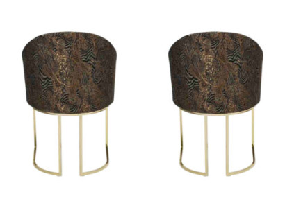 Esszimmerstühle Wohnzimmer luxuriöse Mehrfarbig 2x Stühle Metall Modern neu