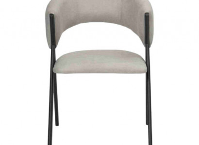 Hellgrauer Esszimmerstuhl Designer Polstersitzer Metallgestell Einsitzer