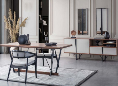 Garnitur Esszimmer Esstisch Anrichte Esszimmertisch Braun Set 2tlg