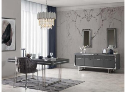 Moderne Komplette Esstisch 2tlg Anrichte Esszimmertisch Holz Grau