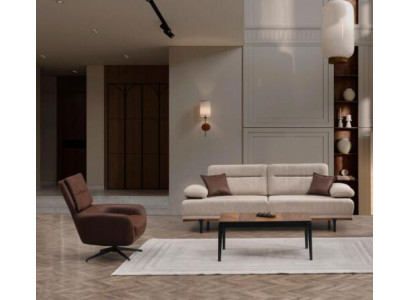 Sofagarnitur Stoffsofa Dreisitzer Sessel Couch Beige 2tlg Polstersofa