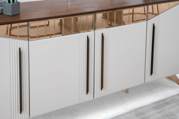 Sideboard Anrichte Kommode Schrank Beige Holz Holzschrank Esszimmer