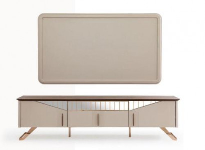 Wohnzimmer TV Ständer Wandpanel RTV Lowboard Sideboard Holz Beige