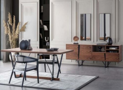 Gruppe Esszimmer Esstisch Set 2tlg Anrichte Esszimmertisch Braun Holz