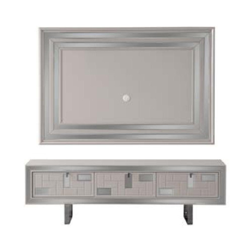 Wohnwand Sideboard TV Ständer Wandpanel Weiß RTV Lowboard Moderne