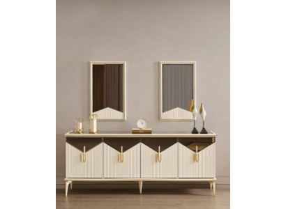 Luxus Sideboard Anrichte Schrank Kommode Holzschrank Holz Beige Gold