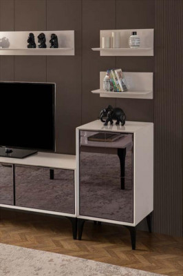 Sideboard TV Ständer RTV Lowboard Weiß Holz Tisch Möbel Wohnzimmer