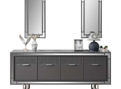 Holzschrank Anrichte Sideboard Grau Schrank Kommode Holz Esszimmer