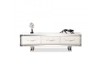 Sideboard TV Ständer Wandpanel Weiß RTV Lowboard Moderne Wohnwand