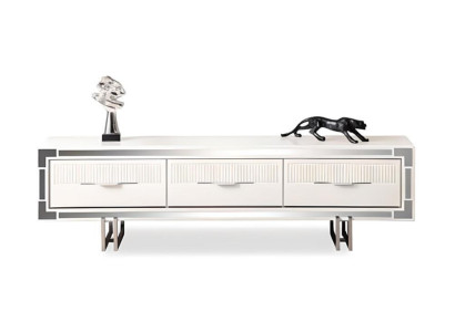 Sideboard TV Ständer Wandpanel Weiß RTV Lowboard Moderne Wohnwand