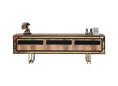 Wohnzimmer Sideboard TV Ständer RTV Lowboard Wohnwand Holz Braun Möbel