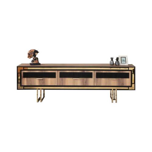 Wohnzimmer Sideboard TV Ständer RTV Lowboard Wohnwand Holz Braun Möbel