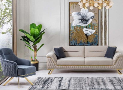 Wohnzimmer 3-Sitzer Designer Sessel Luxuriöse Polster Textil Garnitur