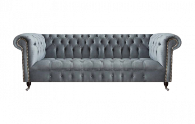 Chesterfield Sofa Dreisitzer Wohnzimmer Couch Möbel Grau Textil Neu