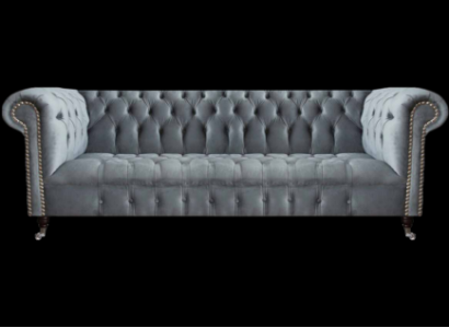 Chesterfield Sofa Dreisitzer Wohnzimmer Couch Möbel Grau Textil Neu