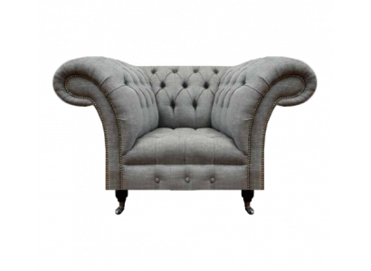 Luxus Sitz Textil Sessel Wohnzimmer Chesterfield Polstermöbel Grau