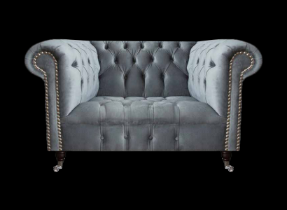 Wohnzimmer Grau Sessel Chesterfield Polster Sitz Möbel Neu Textil