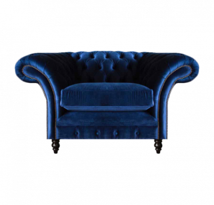 Blau Chesterfield Sessel Luxus Design Polster Stoff Neu Wohnzimmer Einrichtung