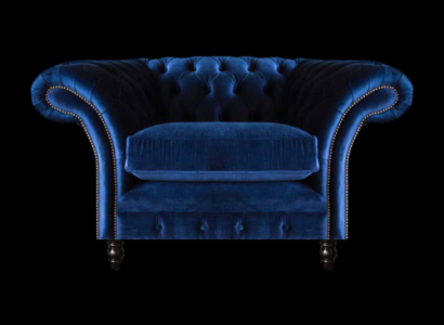 Blau Chesterfield Sessel Luxus Design Polster Stoff Neu Wohnzimmer Einrichtung