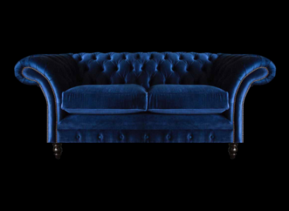 Wohnzimmer Sofas Couch Zweisitzer Einrichtung Blau Chesterfield Neu
