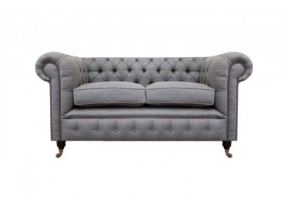 Design Sofa Polster Couch Grau Luxus Textil Zweisitzer Sofas Chesterfield