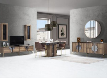 Stilvoll Esszimmer Set Besteht aus Esstisch 4x Stühle und Anrichte 6tlg.