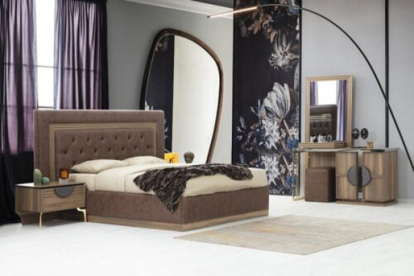 Perfekte Schlafzimmer Set 4tlg. Bett 2x Nachttische Schminktisch mit Spiegel