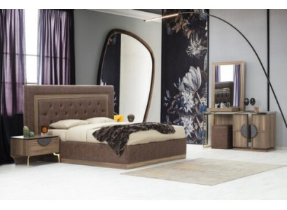 Perfekte Schlafzimmer Set 4tlg. Bett 2x Nachttische Schminktisch mit Spiegel