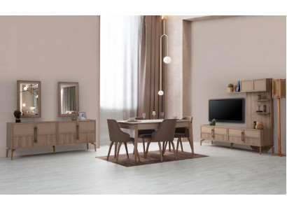 Modern Esszimmer Set aus Esstisch+4x Stühle+TV Lowboard+Anrichte 7tlg.