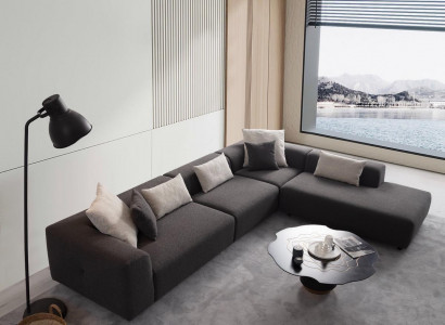 Stilvoll Ecksofa L-form Stil Exklusive Braun farbe Neuheit in Wohnzimmer